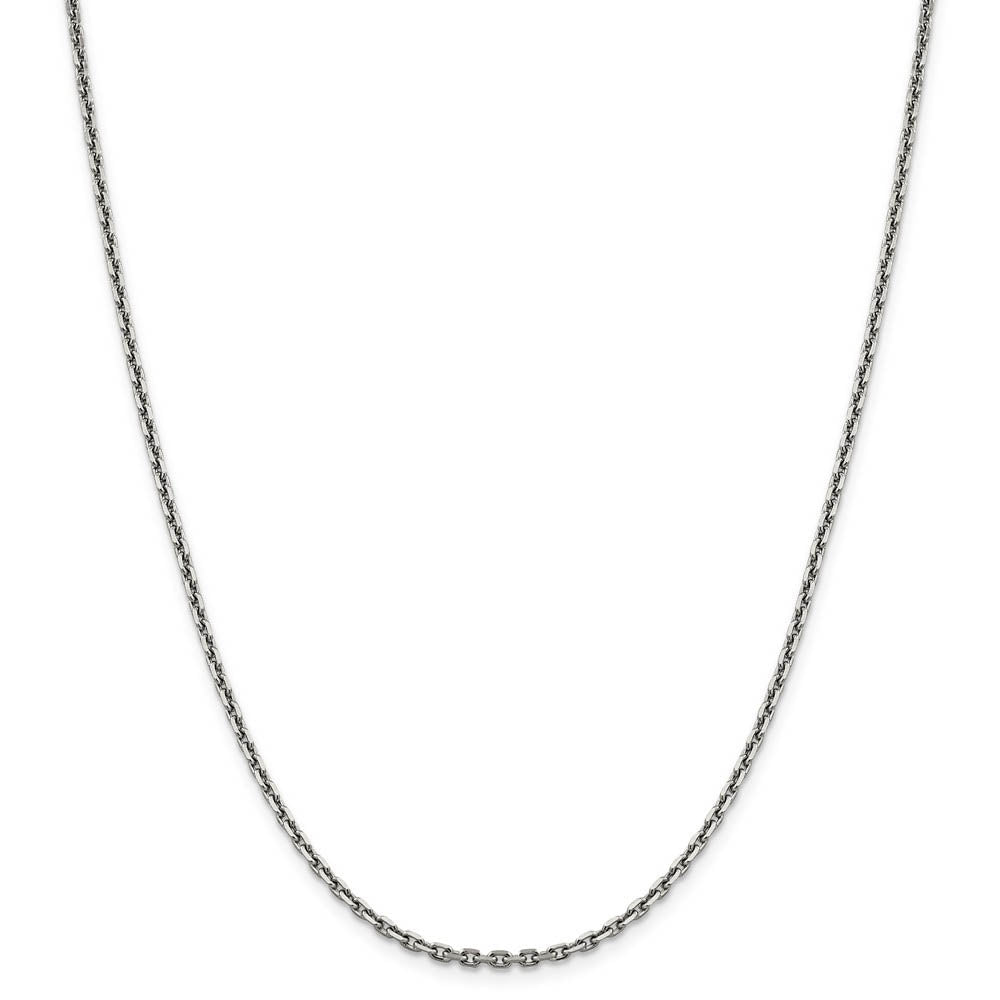 Alternate view of the 2.5mm, 14k White Gold, Diamond Cut Solid Cable Chain Necklace by The Black Bow Jewelry Co.