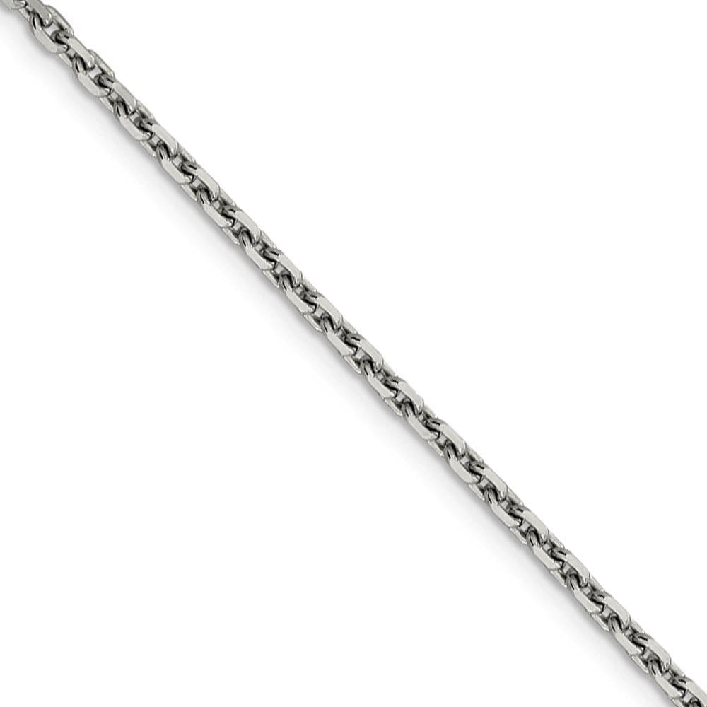 2.5mm, 14k White Gold, Diamond Cut Solid Cable Chain Necklace