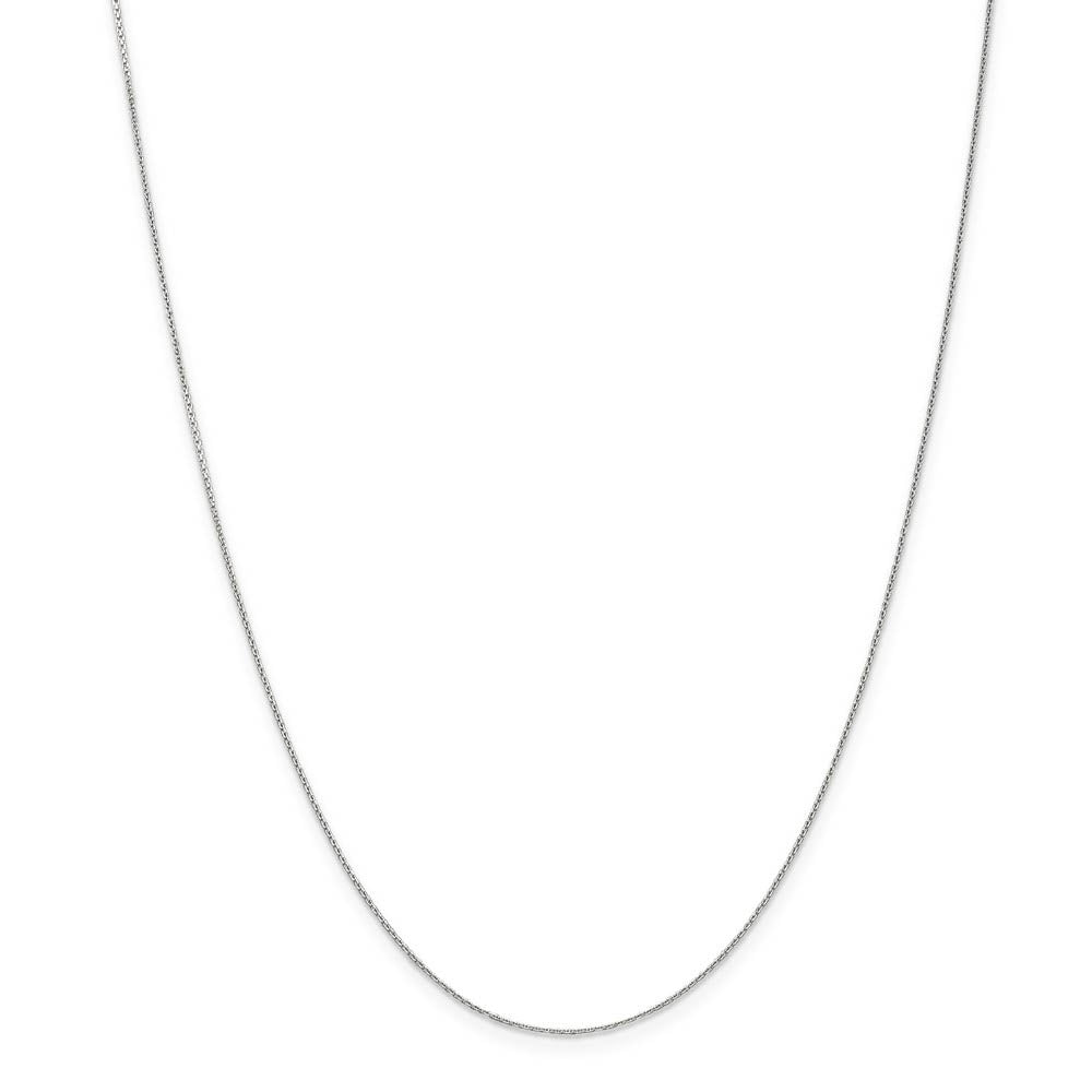 Alternate view of the 0.65mm, 14k White Gold, Diamond Cut Cable Chain Necklace by The Black Bow Jewelry Co.