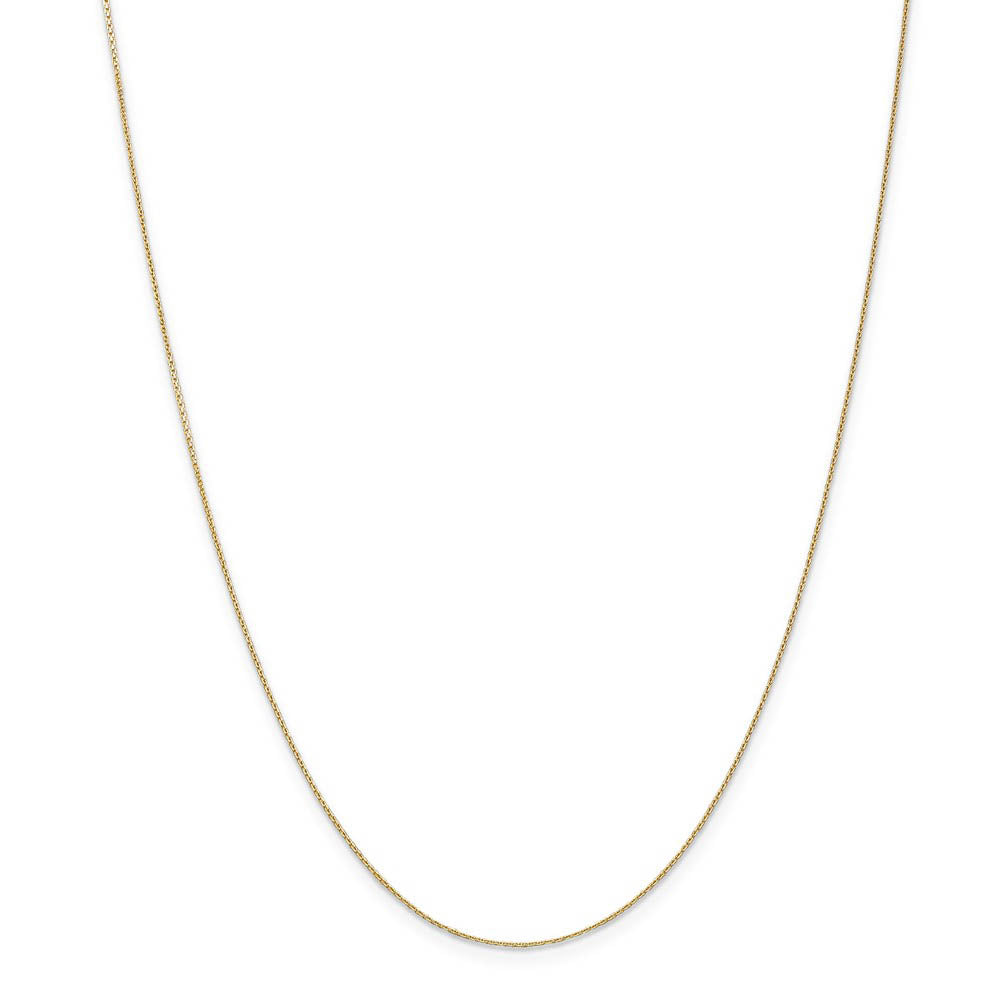 Alternate view of the 0.65mm, 14k Yellow Gold, Diamond Cut Cable Chain Necklace by The Black Bow Jewelry Co.
