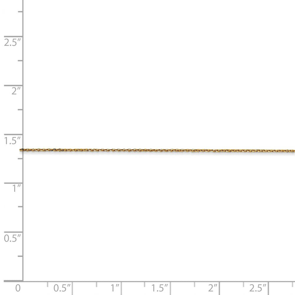 Alternate view of the 0.65mm, 14k Yellow Gold, Diamond Cut Cable Chain Necklace by The Black Bow Jewelry Co.