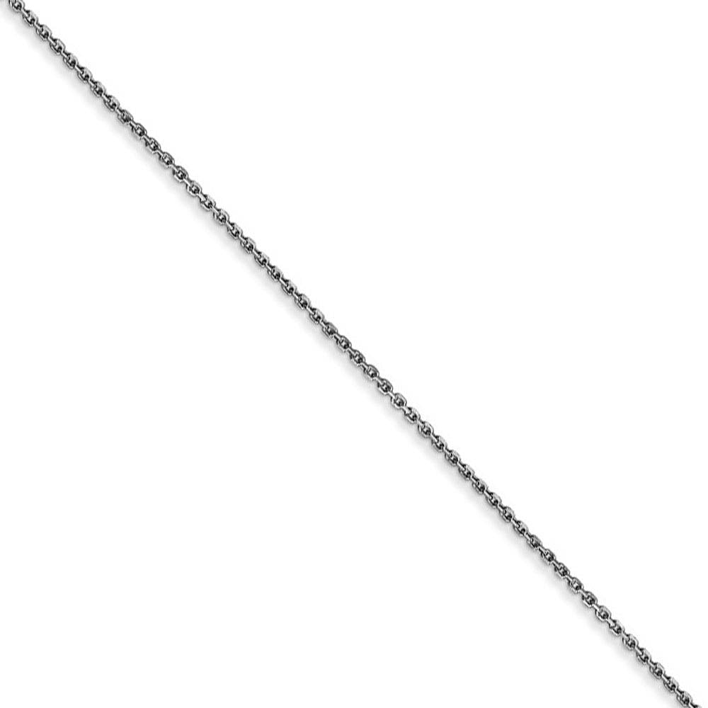 0.8mm, 14k White Gold Diamond Cut Cable Chain Necklace, Item C8477 by The Black Bow Jewelry Co.