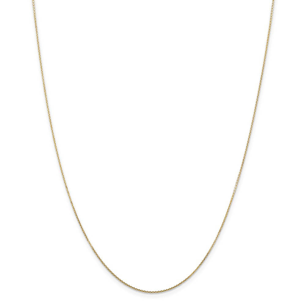 Alternate view of the 0.8mm, 14k Yellow Gold, Diamond Cut Cable Chain Necklace by The Black Bow Jewelry Co.
