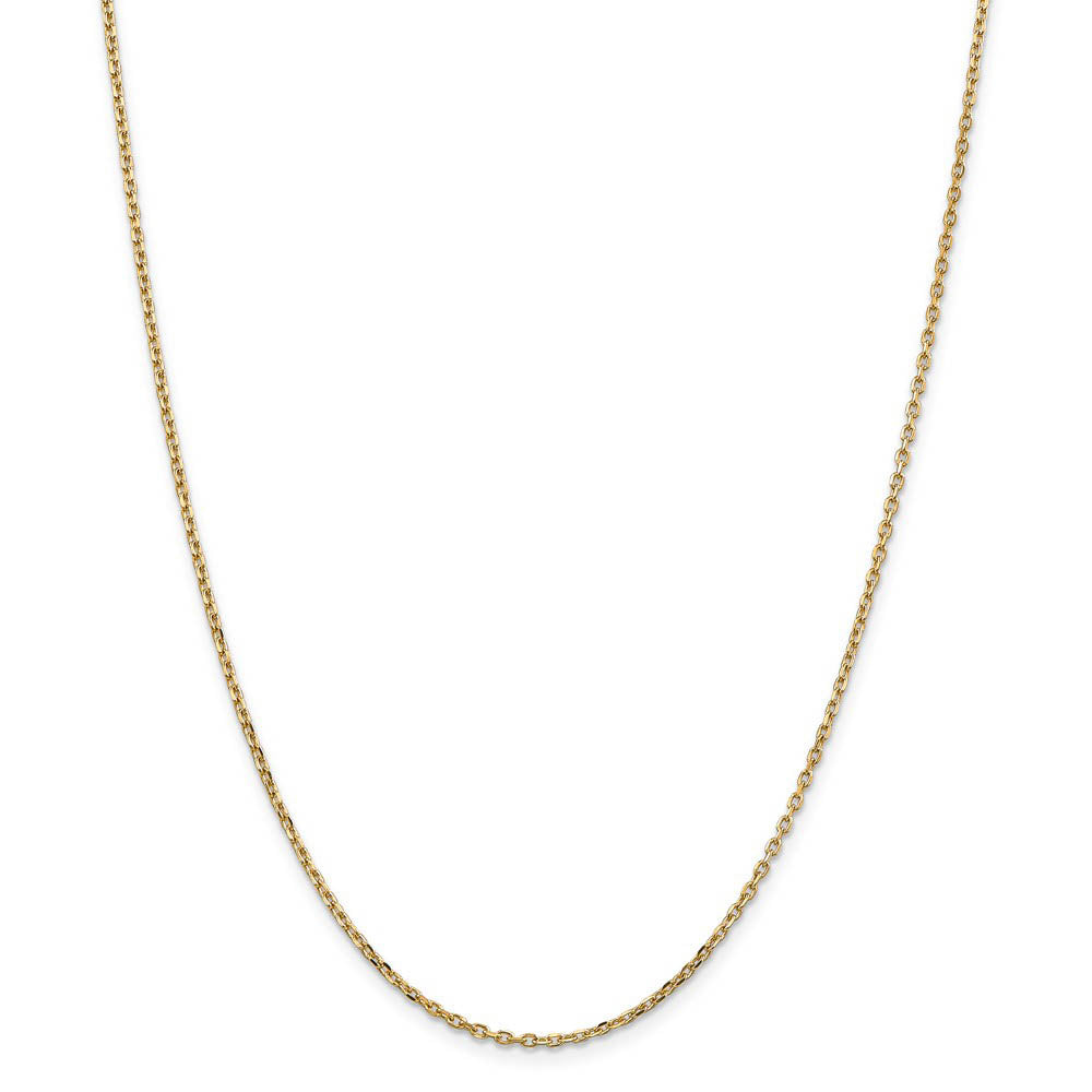 Alternate view of the 1.8mm, 14k Yellow Gold Diamond Cut Solid Cable Chain Necklace by The Black Bow Jewelry Co.