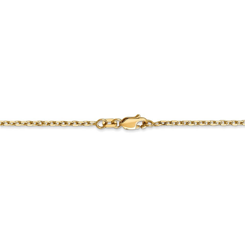 Alternate view of the 1.8mm, 14k Yellow Gold Diamond Cut Solid Cable Chain Necklace by The Black Bow Jewelry Co.