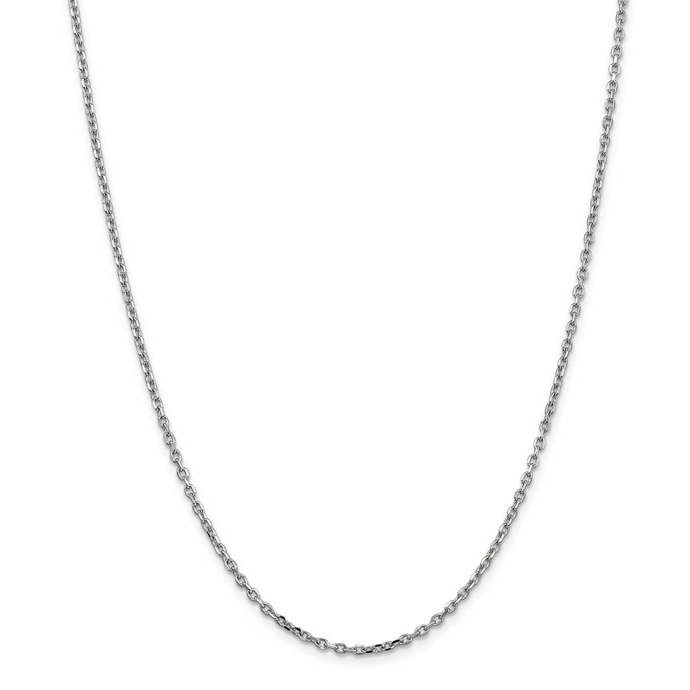 Alternate view of the 2.2mm, 14k White Gold Diamond Cut Solid Cable Chain Necklace by The Black Bow Jewelry Co.