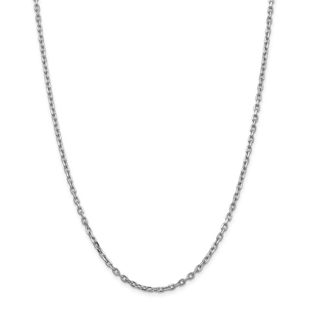 Alternate view of the 3mm, 14k White Gold Diamond Cut Solid Cable Chain Necklace by The Black Bow Jewelry Co.