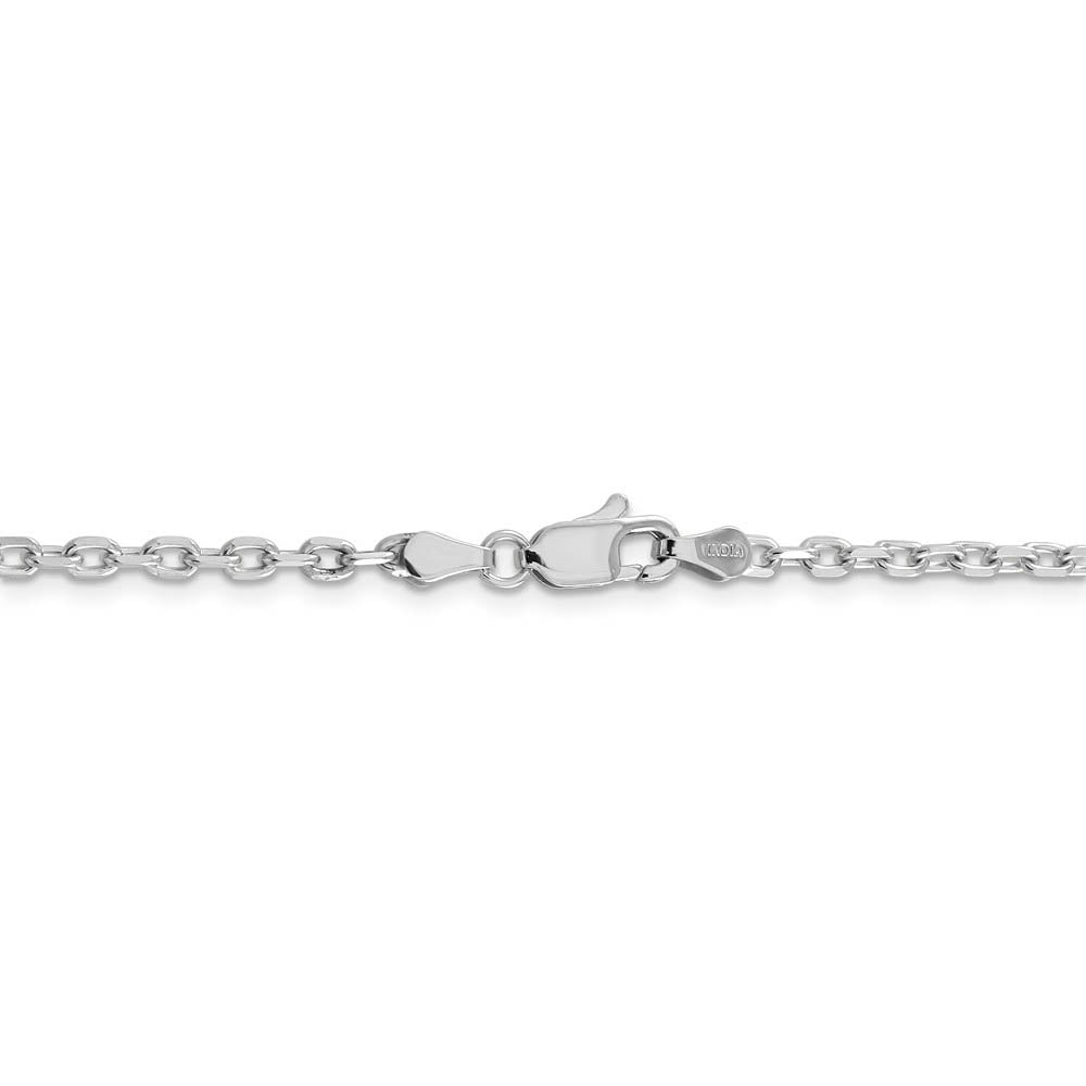 Alternate view of the 3mm, 14k White Gold Diamond Cut Solid Cable Chain Necklace by The Black Bow Jewelry Co.