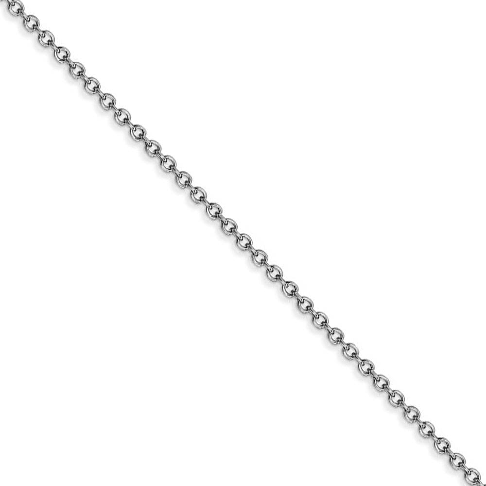 1.4mm, 14k White Gold Solid Link Cable Chain Necklace