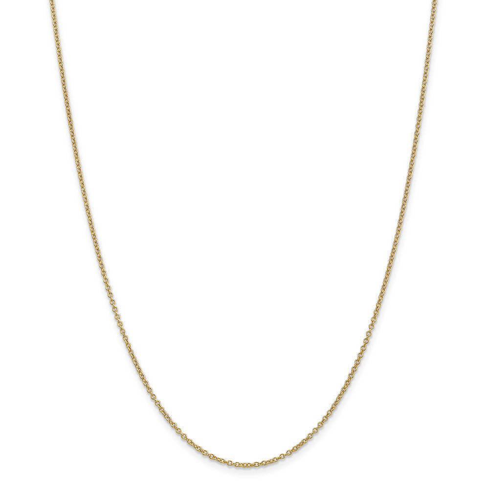 Alternate view of the 1.4mm, 14k Yellow Gold Solid Link Cable Chain Necklace by The Black Bow Jewelry Co.