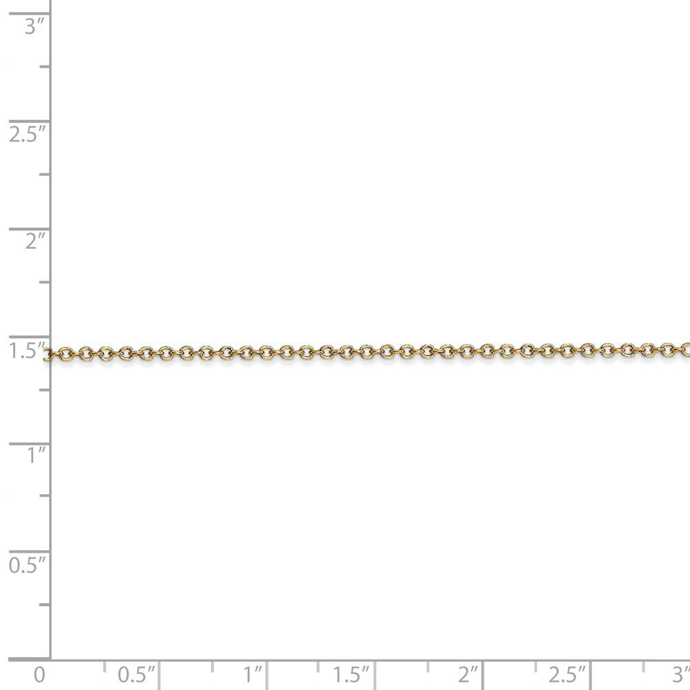 Alternate view of the 1.4mm, 14k Yellow Gold Solid Link Cable Chain Necklace by The Black Bow Jewelry Co.