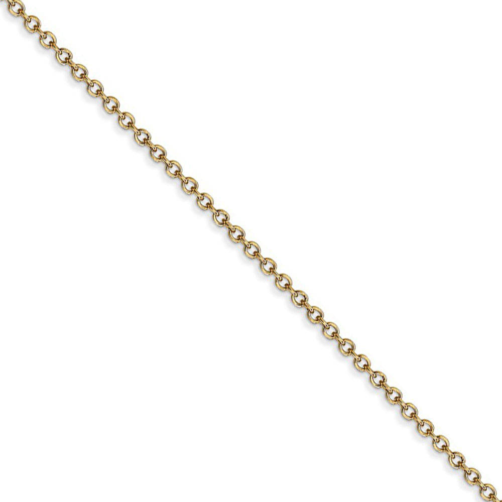 1.4mm, 14k Yellow Gold Solid Link Cable Chain Necklace