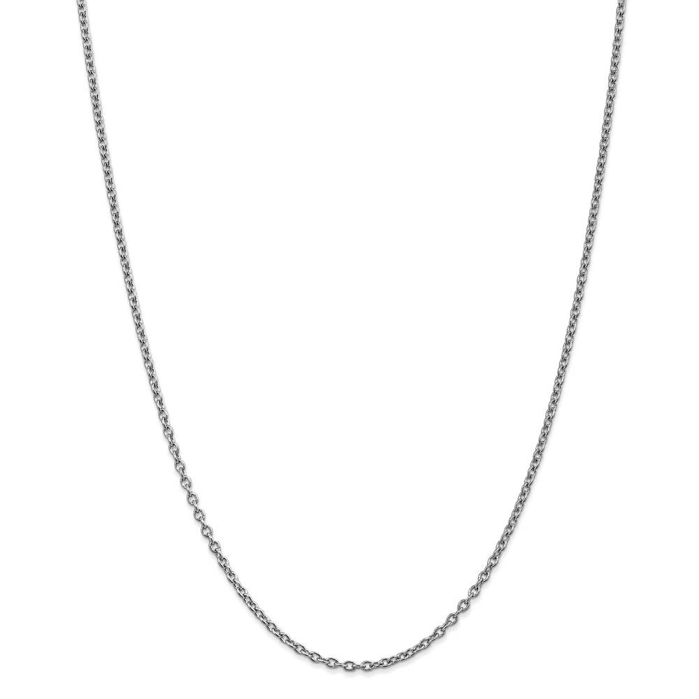 Alternate view of the 2.4mm, 14k White Gold Solid Link Cable Chain Necklace by The Black Bow Jewelry Co.