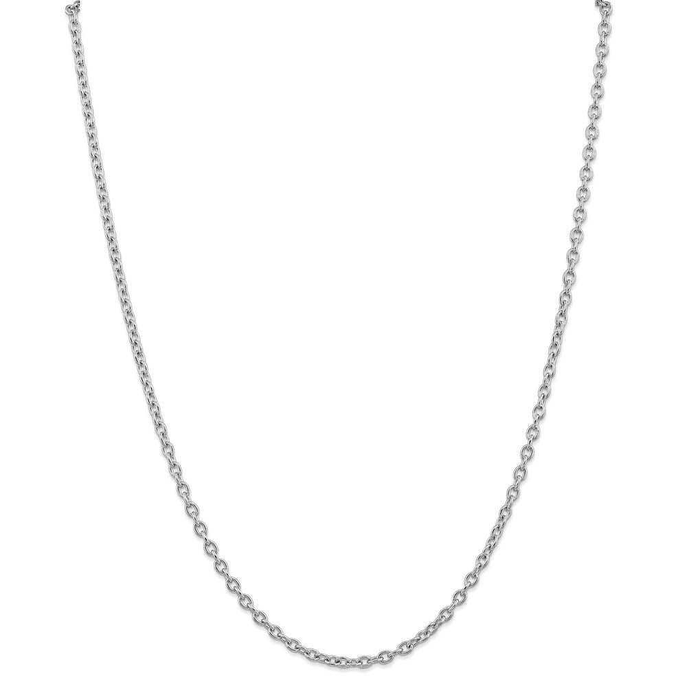 Alternate view of the 3.2mm, 14k White Gold Solid Link Cable Chain Necklace by The Black Bow Jewelry Co.