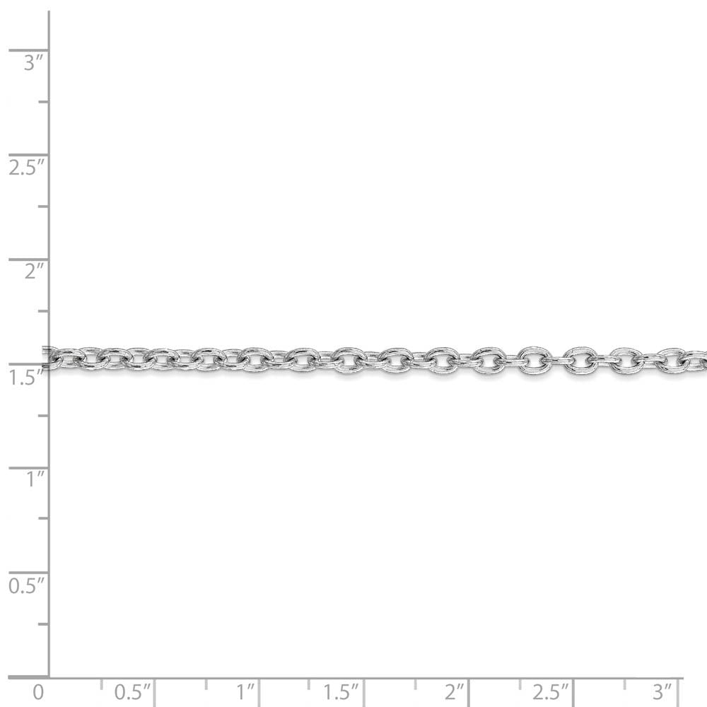 Alternate view of the 3.2mm, 14k White Gold Solid Link Cable Chain Necklace by The Black Bow Jewelry Co.