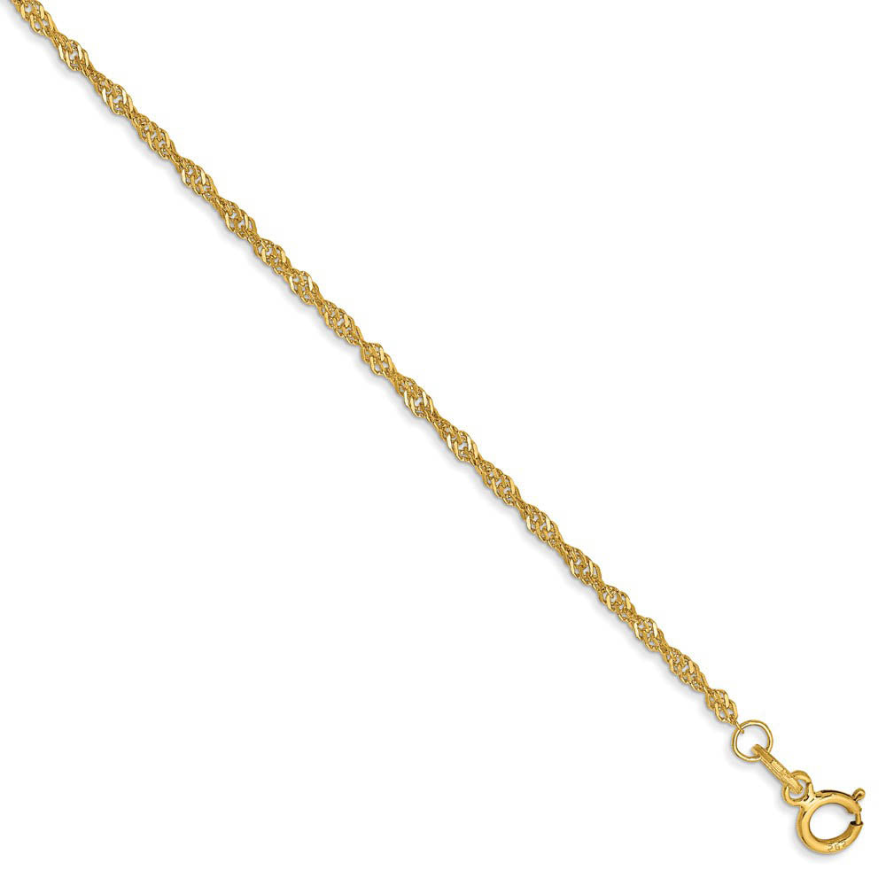 1.4mm, 14k Yellow Gold, Singapore Chain Bracelet, 7 Inch, Item C8503-07 by The Black Bow Jewelry Co.
