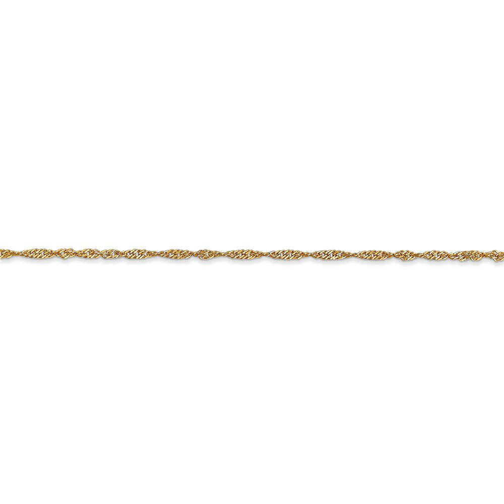 Alternate view of the 1.4mm, 14k Yellow Gold, Singapore Chain Bracelet, 7 Inch by The Black Bow Jewelry Co.