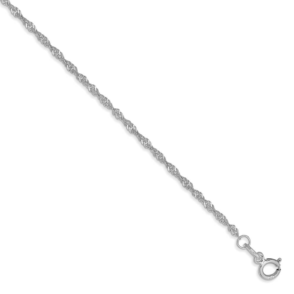 1.4mm, 14k White Gold, Singapore Chain Anklet or Bracelet