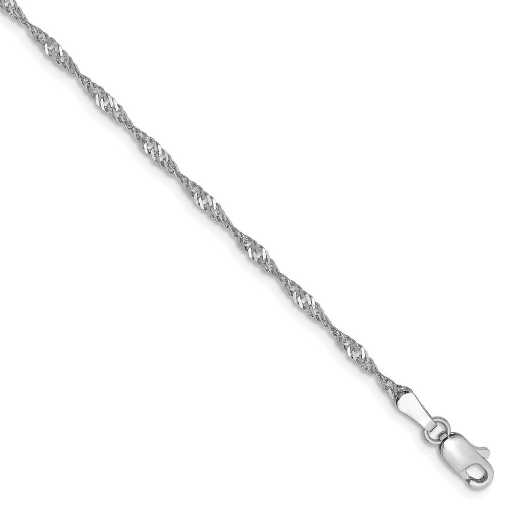 1.7mm, 14k White Gold, Singapore Chain Anklet or Bracelet, Item C8506-B by The Black Bow Jewelry Co.