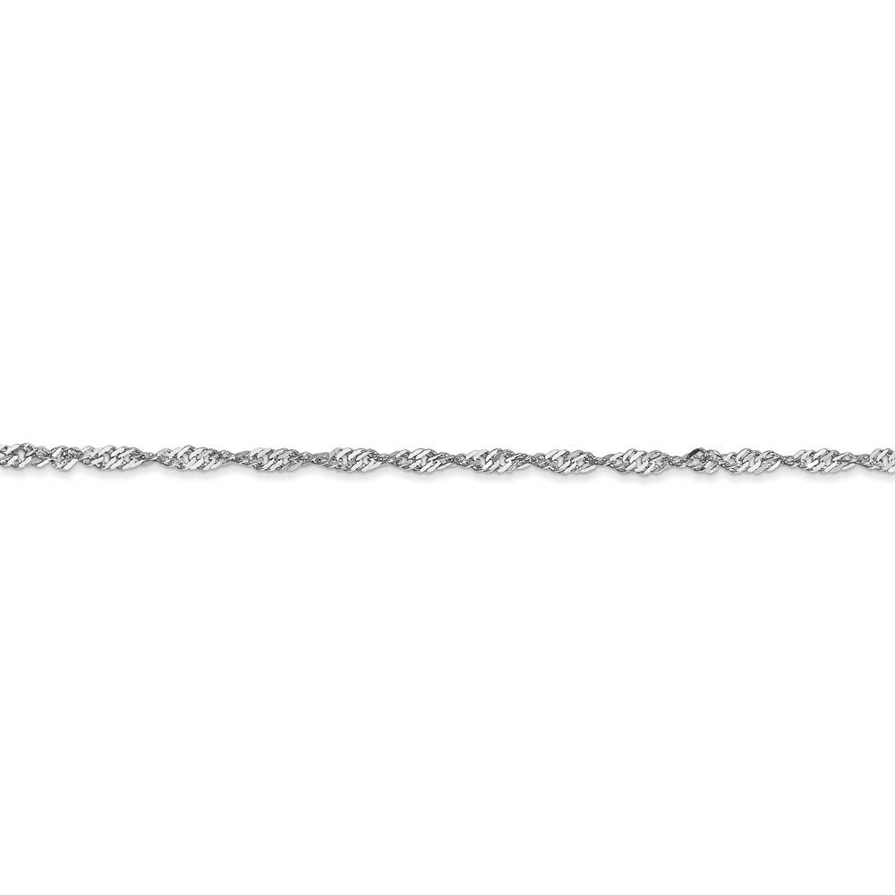 Alternate view of the 1.7mm, 14k White Gold, Singapore Chain Anklet or Bracelet by The Black Bow Jewelry Co.