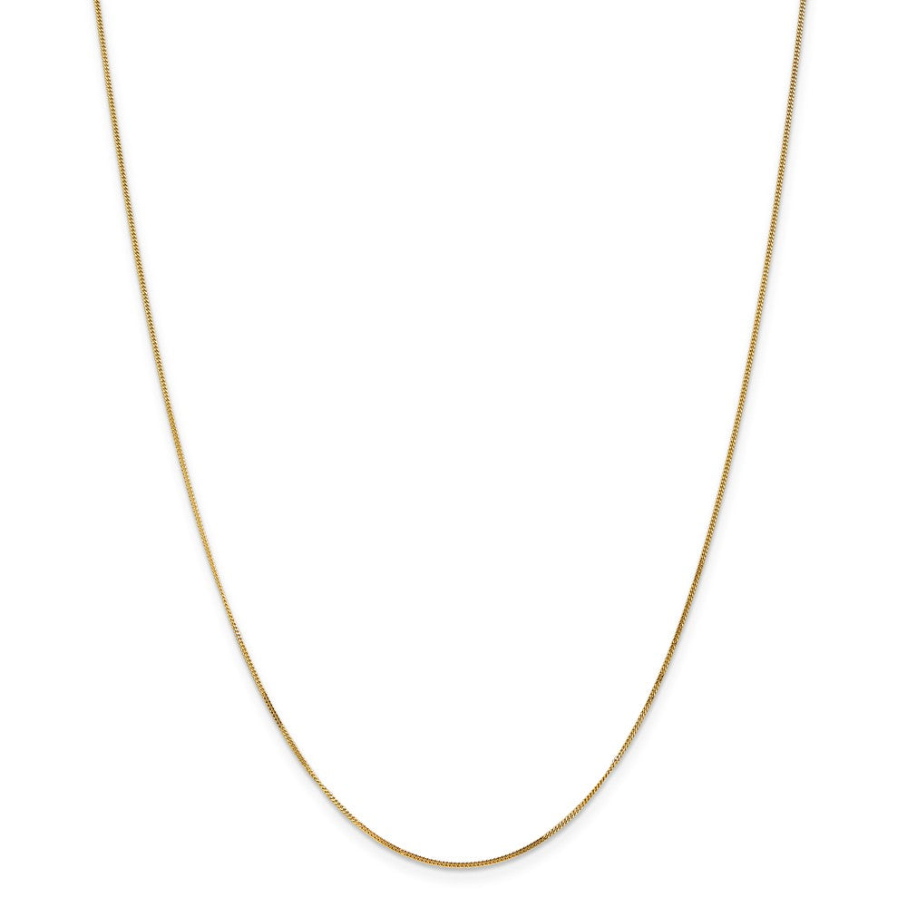 Alternate view of the 0.9mm, 14k Yellow Gold, Solid Curb Chain Necklace by The Black Bow Jewelry Co.