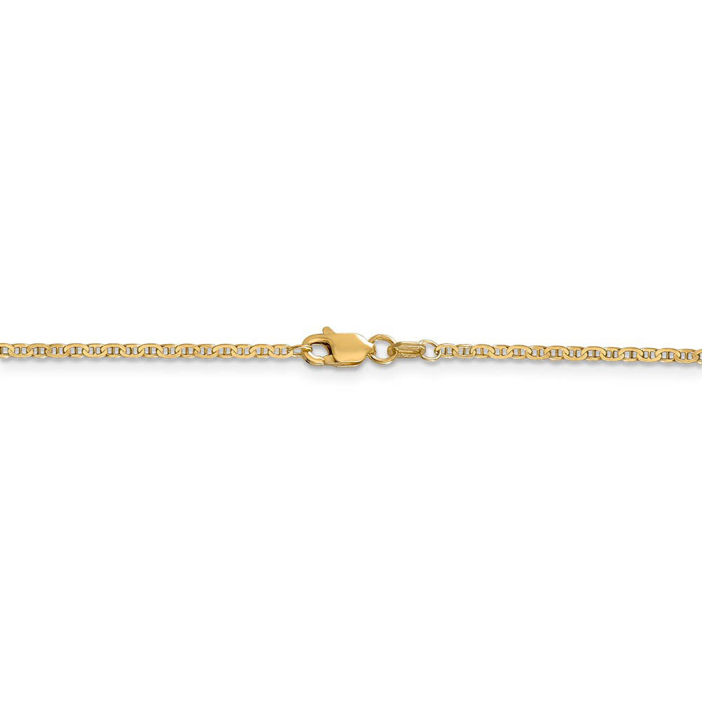 Alternate view of the 1.5mm, 14k Yellow Gold, Solid Anchor Link Chain Anklet by The Black Bow Jewelry Co.