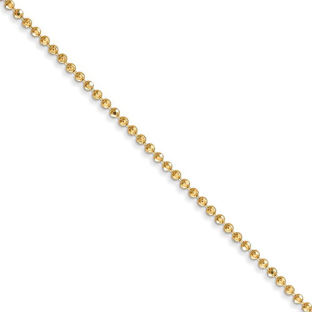 1.2mm, 14k Yellow Gold, Diamond Cut Hollow Bead Chain Necklace, Item C8538 by The Black Bow Jewelry Co.