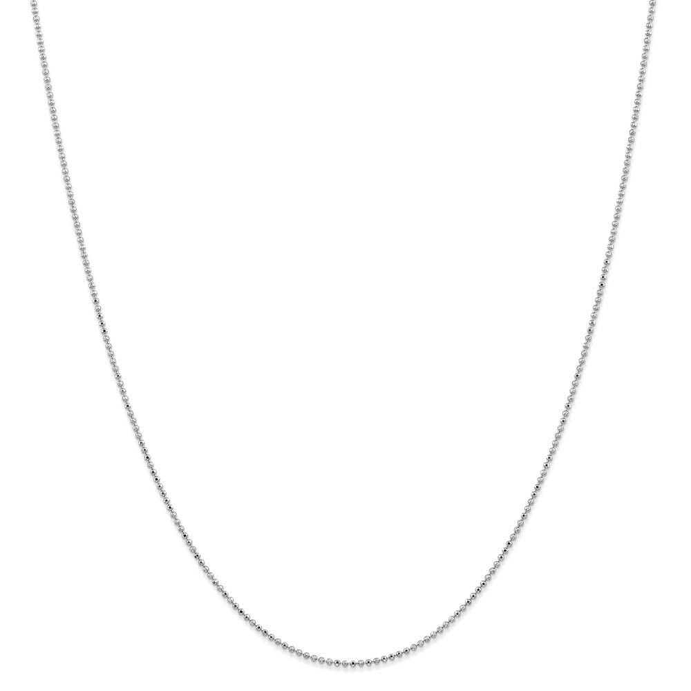 Alternate view of the 1.2mm, 14k White Gold, Diamond Cut Hollow Bead Chain Necklace by The Black Bow Jewelry Co.