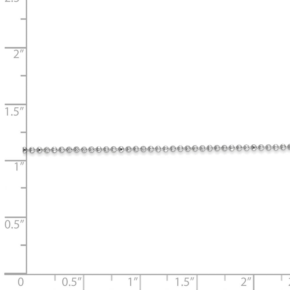 Alternate view of the 1.2mm, 14k White Gold, Diamond Cut Hollow Bead Chain Necklace by The Black Bow Jewelry Co.