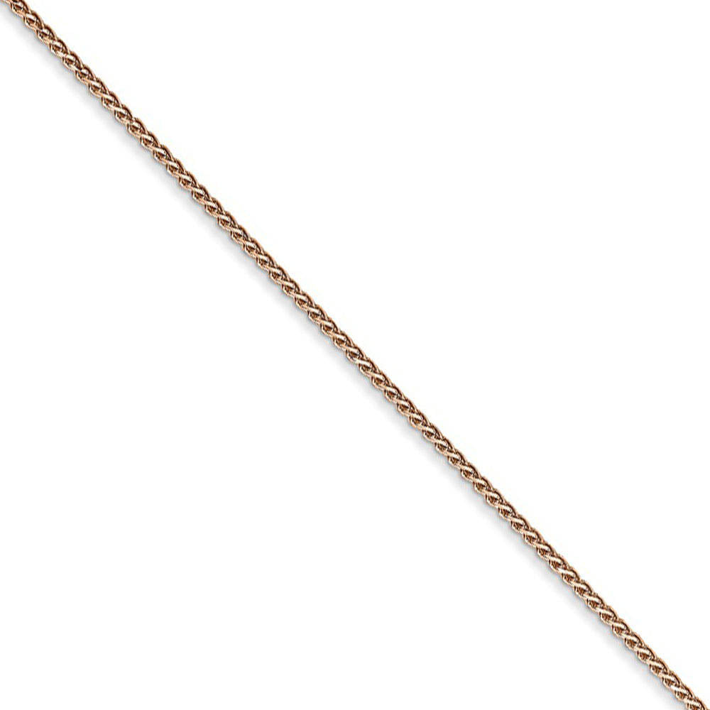 1mm, 14k Rose Gold, Diamond Cut Solid Spiga Chain Necklace
