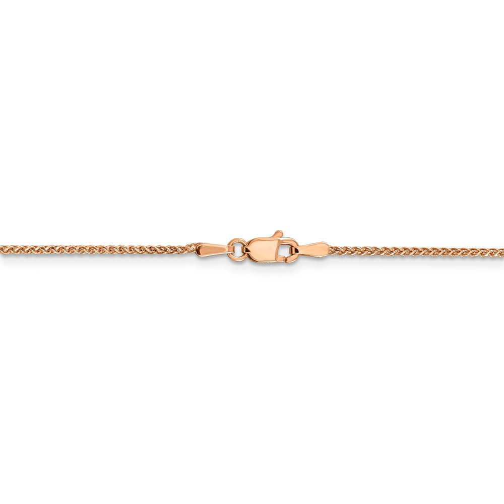 Alternate view of the 1.2mm, 14k Rose Gold, Diamond Cut Solid Spiga Chain Bracelet, 7 Inch by The Black Bow Jewelry Co.