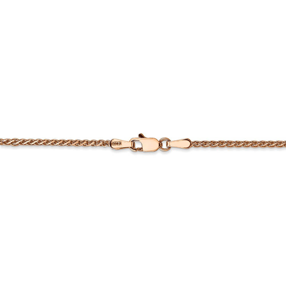 Alternate view of the 1.4mm, 14k Rose Gold, Diamond Cut Solid Spiga Chain Bracelet, 7 Inch by The Black Bow Jewelry Co.