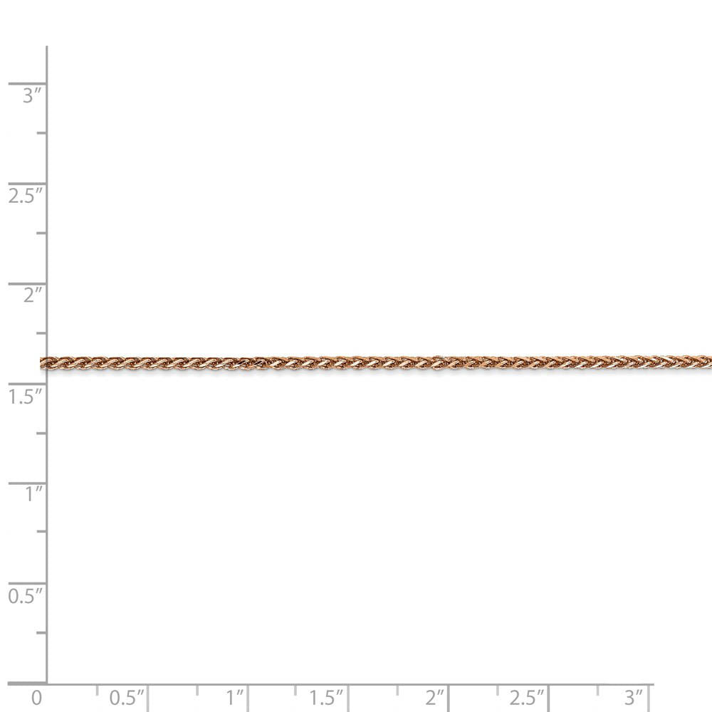 Alternate view of the 1.4mm, 14k Rose Gold, Diamond Cut Solid Spiga Chain Bracelet, 7 Inch by The Black Bow Jewelry Co.