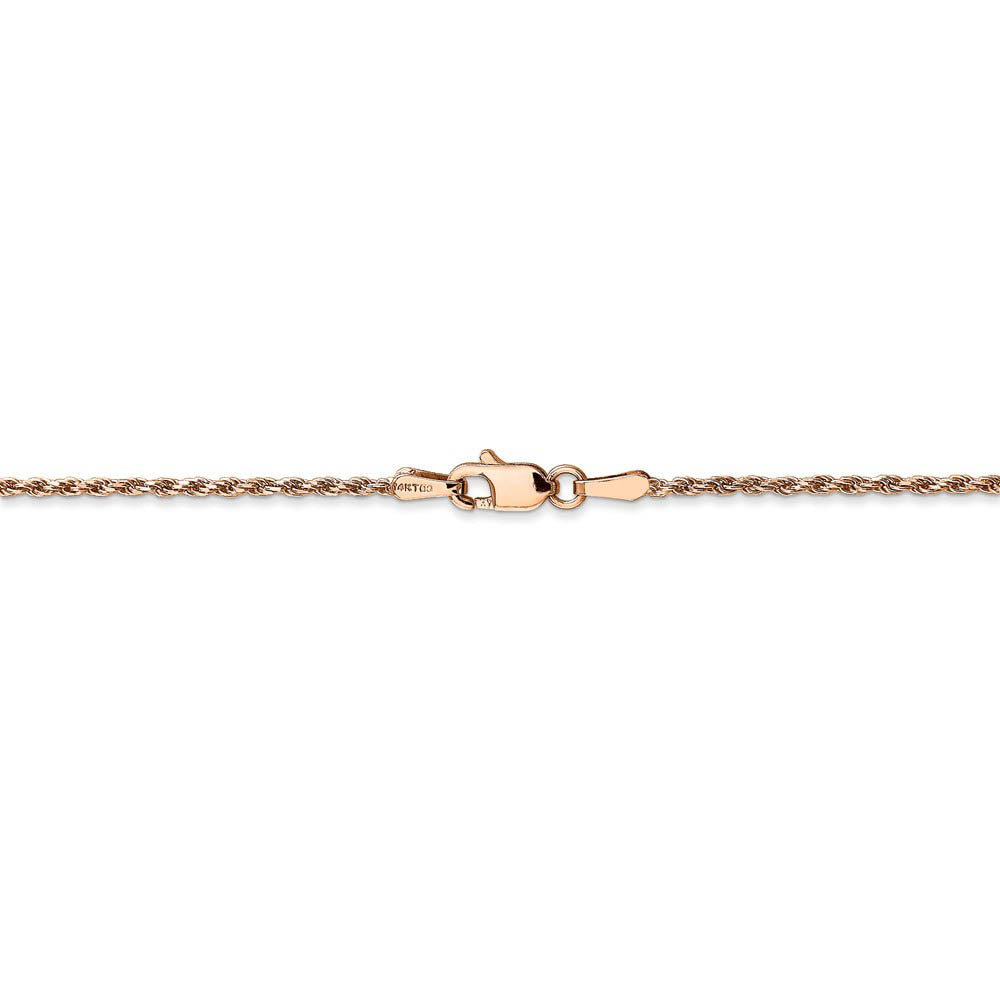 Alternate view of the 1.5mm, 14k Rose Gold, Diamond Cut Solid Rope Chain Anklet or Bracelet by The Black Bow Jewelry Co.