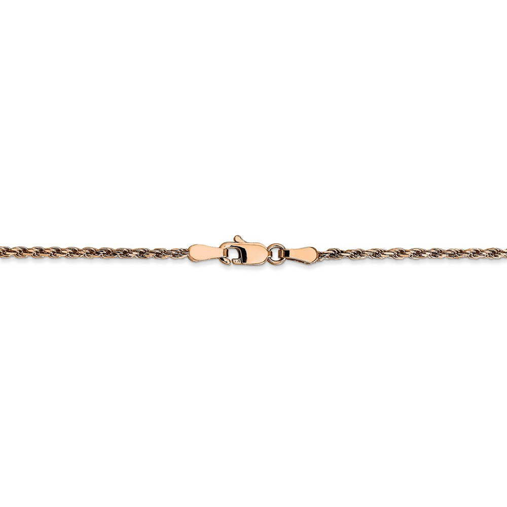 Alternate view of the 1.8mm, 14k Rose Gold, Diamond Cut Solid Rope Chain Anklet or Bracelet by The Black Bow Jewelry Co.