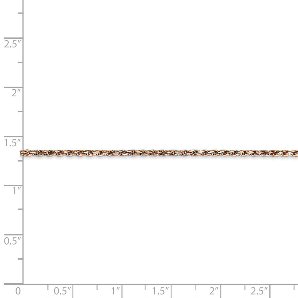 Alternate view of the 1.8mm, 14k Rose Gold, Diamond Cut Solid Rope Chain Anklet or Bracelet by The Black Bow Jewelry Co.