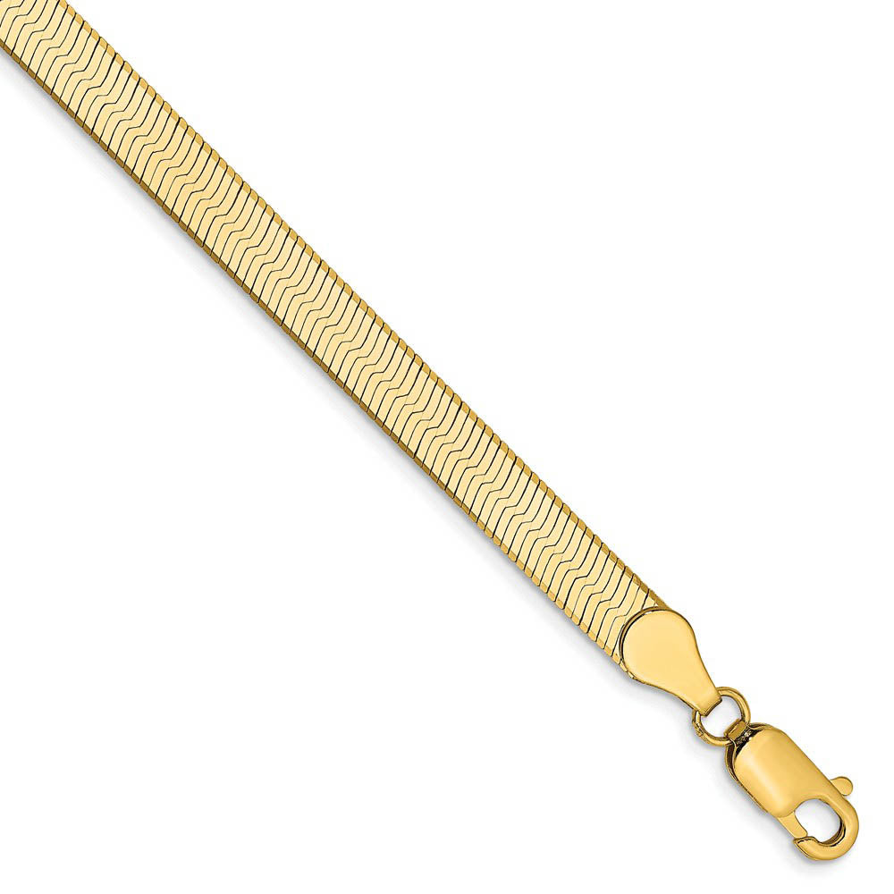 5mm, 14k Yellow Gold, Solid Herringbone Chain Bracelet, Item C8578-B by The Black Bow Jewelry Co.