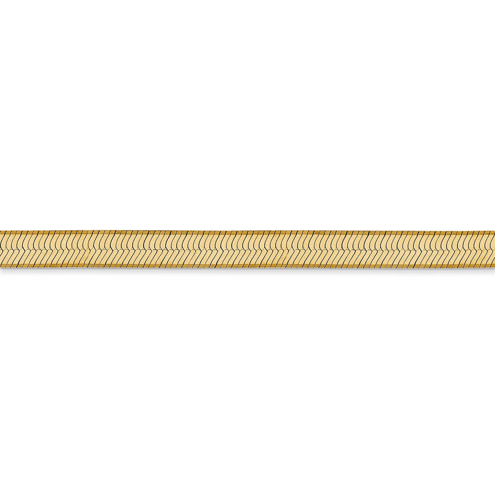 Alternate view of the 5mm, 14k Yellow Gold, Solid Herringbone Chain Bracelet by The Black Bow Jewelry Co.