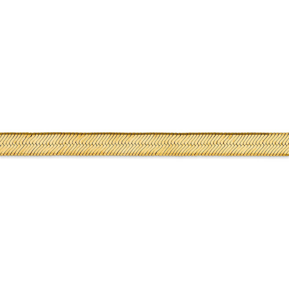 Alternate view of the 6.5mm, 14k Yellow Gold, Solid Herringbone Chain Bracelet by The Black Bow Jewelry Co.