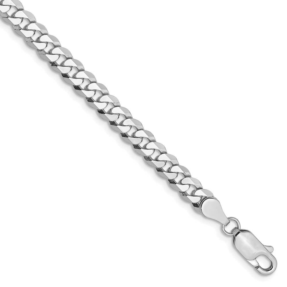 4.75mm, 14k White Gold, Flat Beveled Curb Chain Bracelet, Item C8583-B by The Black Bow Jewelry Co.