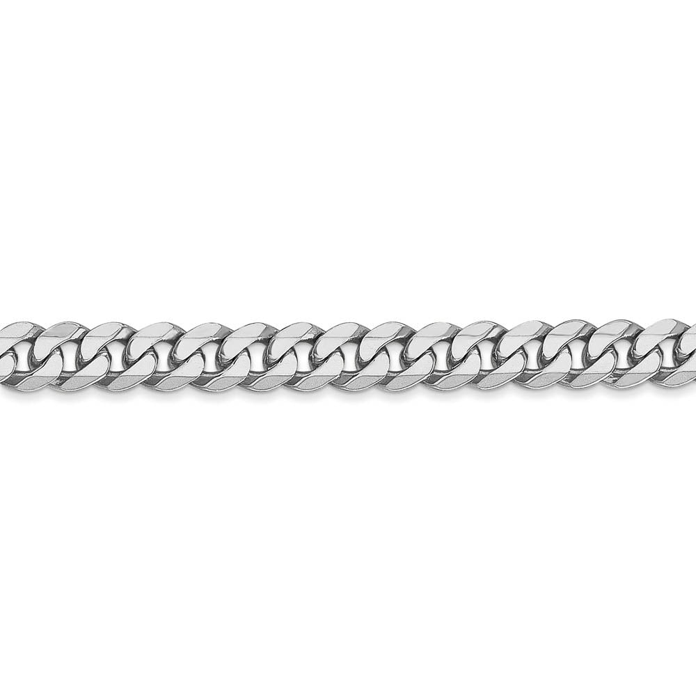 Alternate view of the Men's 5.75mm, 14k White Gold, Flat Beveled Curb Chain Bracelet by The Black Bow Jewelry Co.