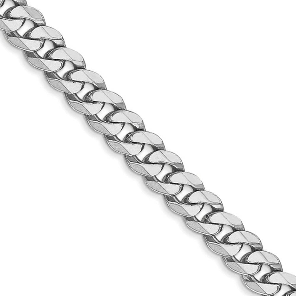 Men's 5.75mm 14K White Gold Solid Flat Beveled Curb Chain Necklace, Item C8584 by The Black Bow Jewelry Co.
