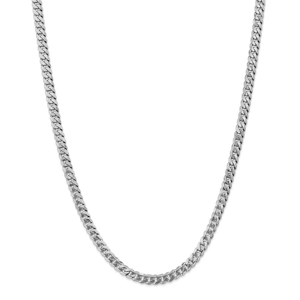 Alternate view of the Men's 5.75mm 14K White Gold Solid Flat Beveled Curb Chain Necklace by The Black Bow Jewelry Co.