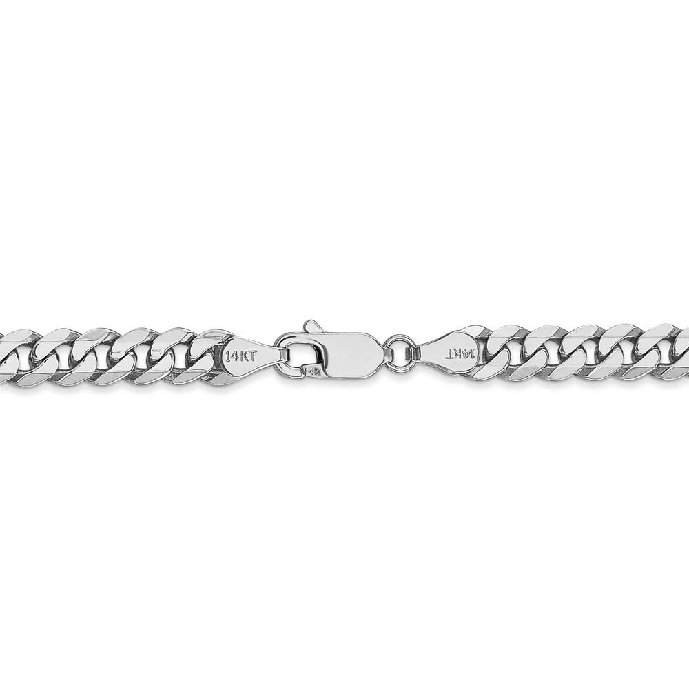 Alternate view of the Men's 5.75mm 14K White Gold Solid Flat Beveled Curb Chain Necklace by The Black Bow Jewelry Co.