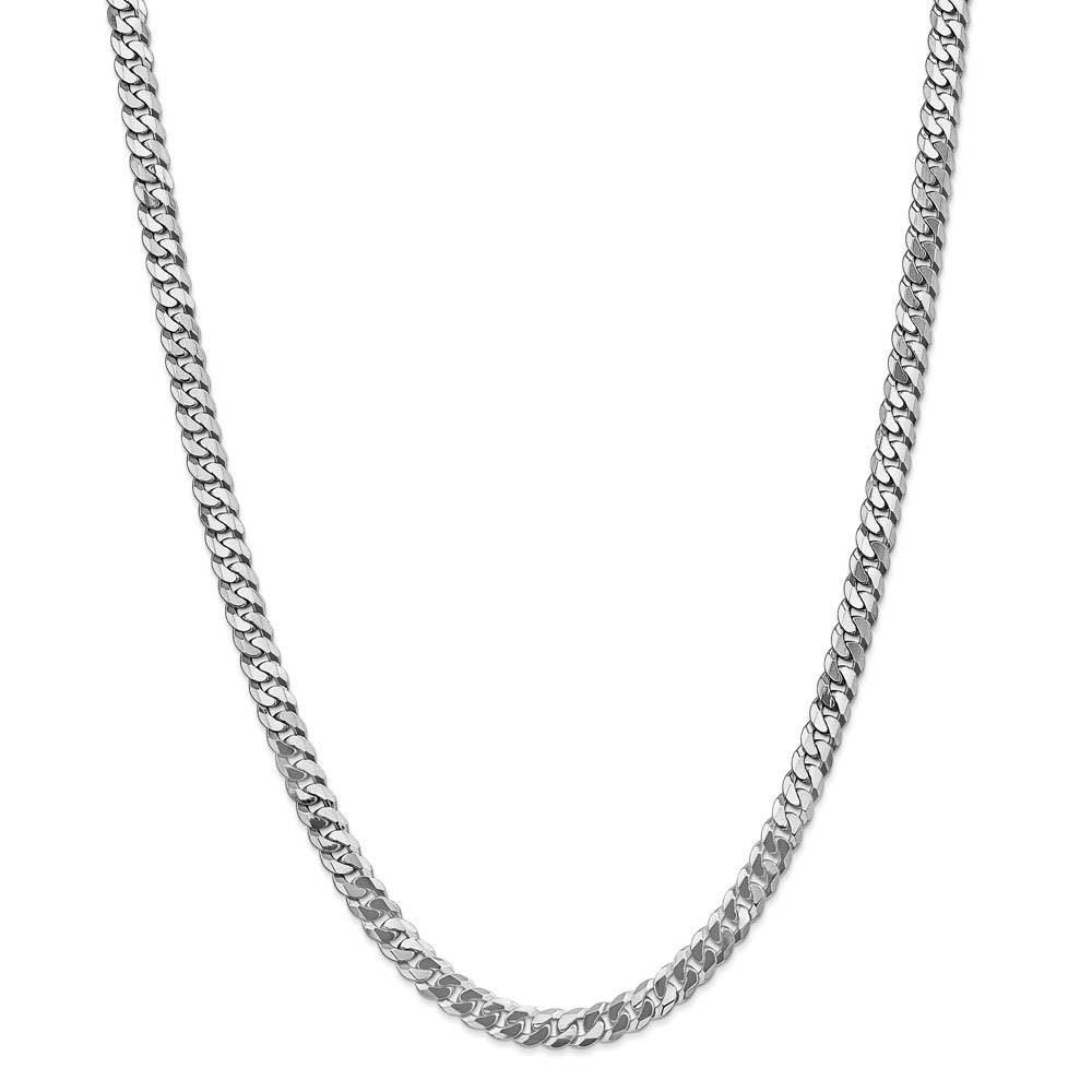 Alternate view of the Men's 6.25mm, 14k White Gold, Flat Beveled Curb Chain Necklace by The Black Bow Jewelry Co.