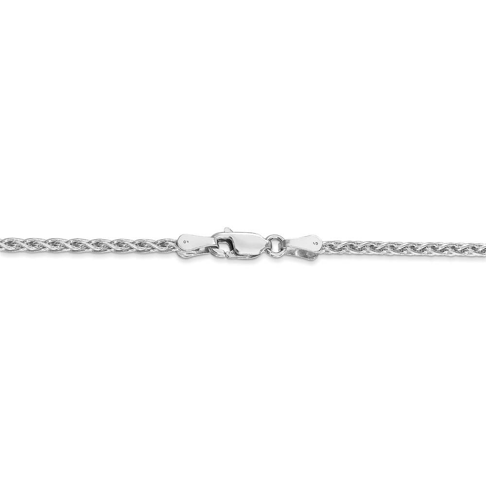 Alternate view of the 2.25mm, 14k White Gold, Solid Parisian Wheat Chain Necklace by The Black Bow Jewelry Co.