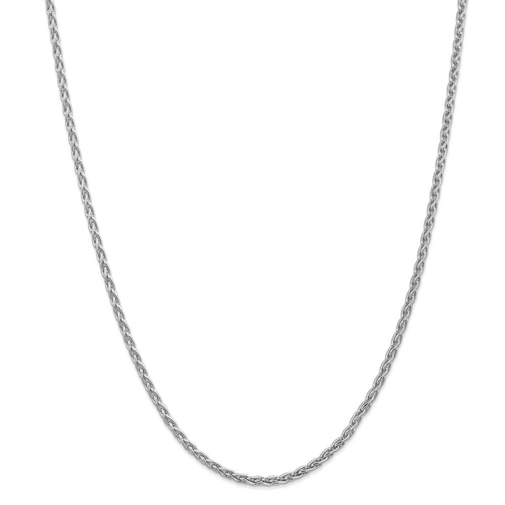 Alternate view of the 3mm, 14k White Gold, Solid Parisian Wheat Chain Necklace by The Black Bow Jewelry Co.