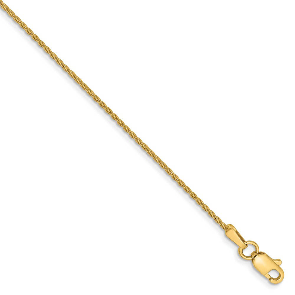 1.2mm, 14k Yellow Gold, Solid Parisian Wheat Chain Bracelet, Item C8593-B by The Black Bow Jewelry Co.