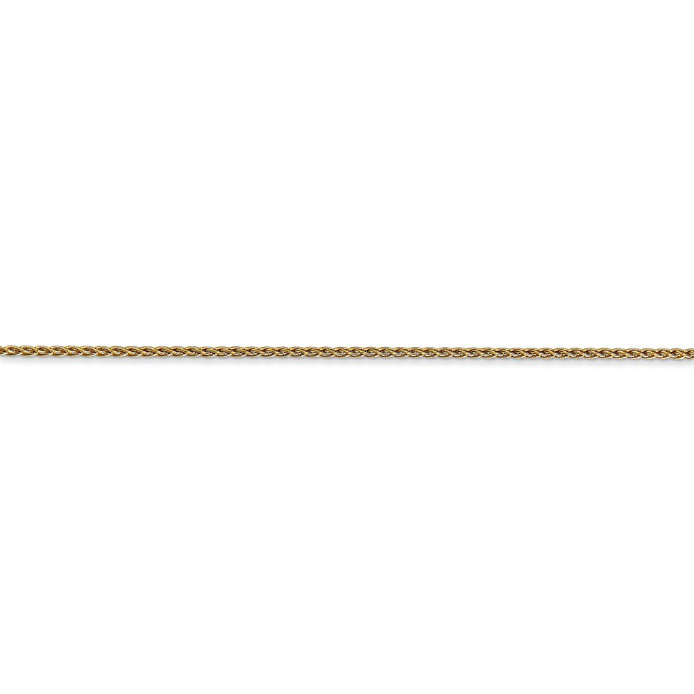Alternate view of the 1.2mm, 14k Yellow Gold, Solid Parisian Wheat Chain Bracelet by The Black Bow Jewelry Co.