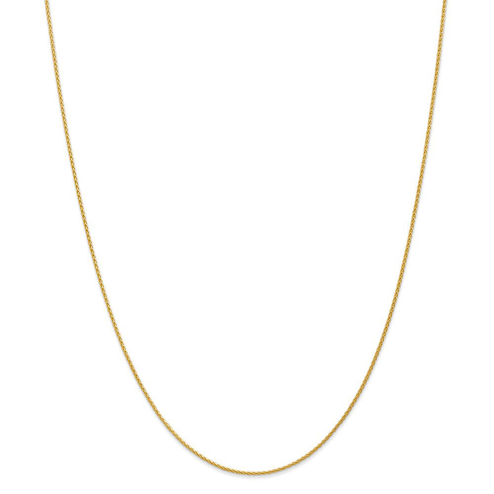 Alternate view of the 1.2mm, 14k Yellow Gold, Solid Parisian Wheat Chain Necklace by The Black Bow Jewelry Co.